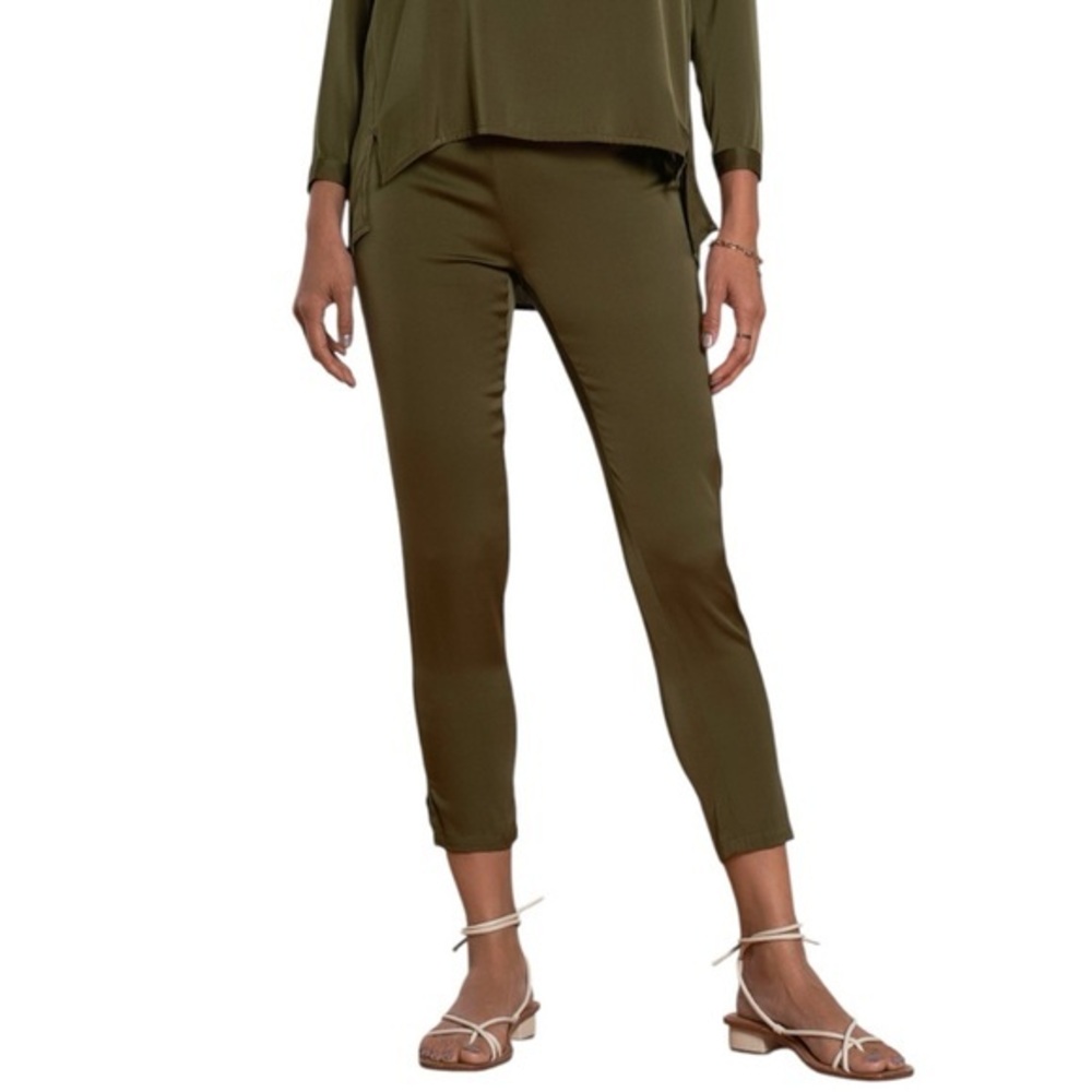 Nouvelle Silk95Five Havana Silk Pull-on Pant Womens Medium in Olive Green